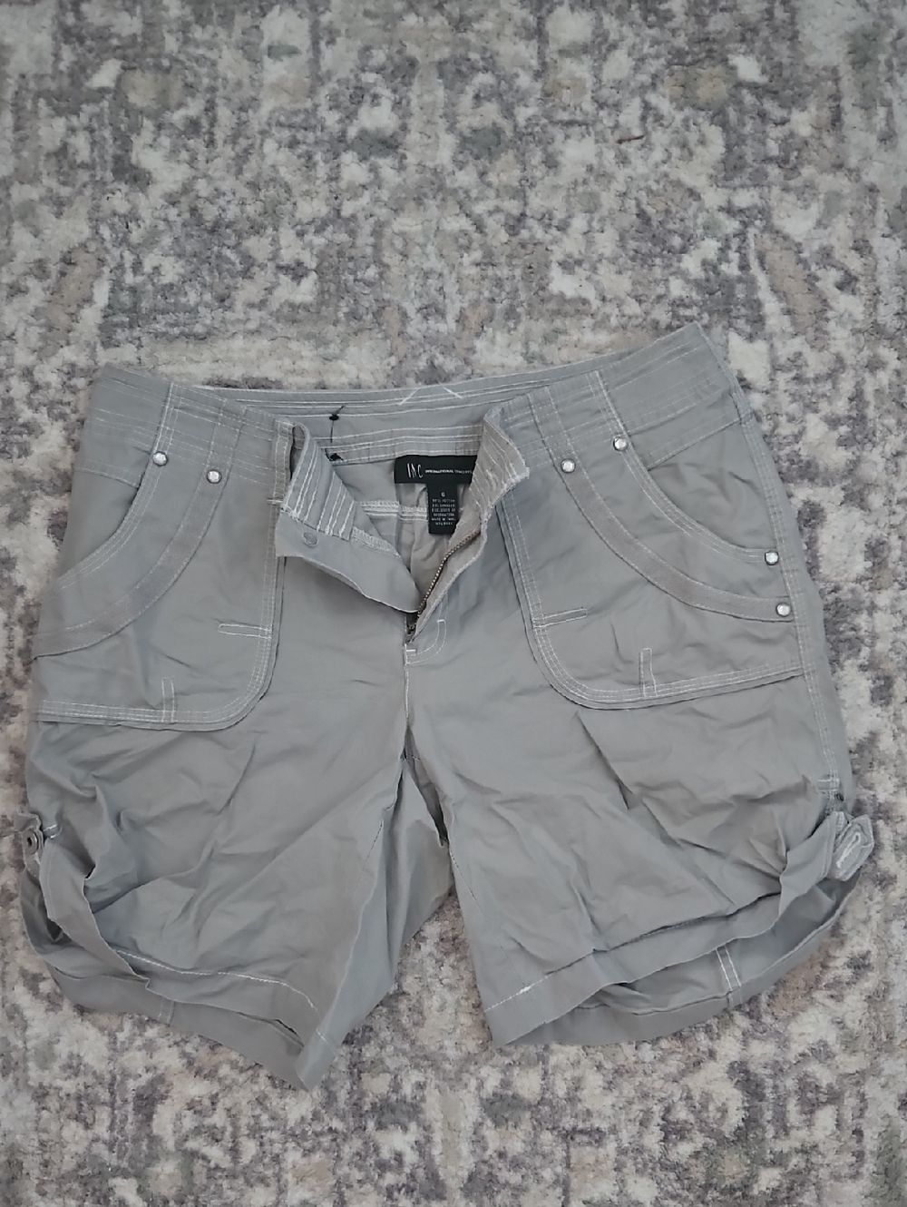 INC International Concepts Light Gray Cargo Bermuda Shorts